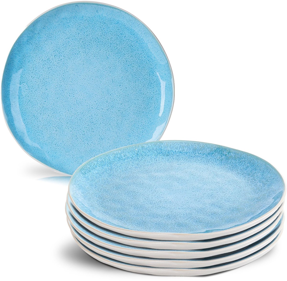 MIAMIO – Bordenset van 6 x 20 cm, gemaakt van aardewerk, handgemaakt keramiek servies – Lumera-collectie (blauw)