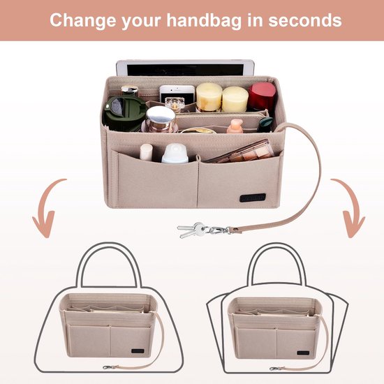 DailyPlus Portemonnee Organizer Insert Vilt Bag Organizer Handtas Organizer Insert Tas In Tas Organizer voor Tote Portemonnee Tas 14 Zakken Zwart Klein