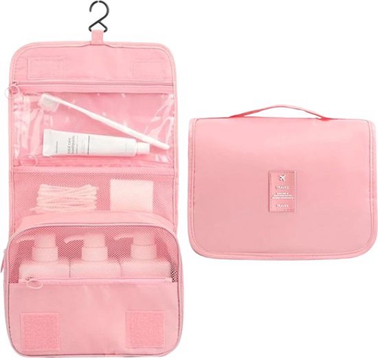 Knaak Toilettas Base Met Haak - Roze - Reis Toilettas - Ophangbaar - Waterdicht - Travel Organizer