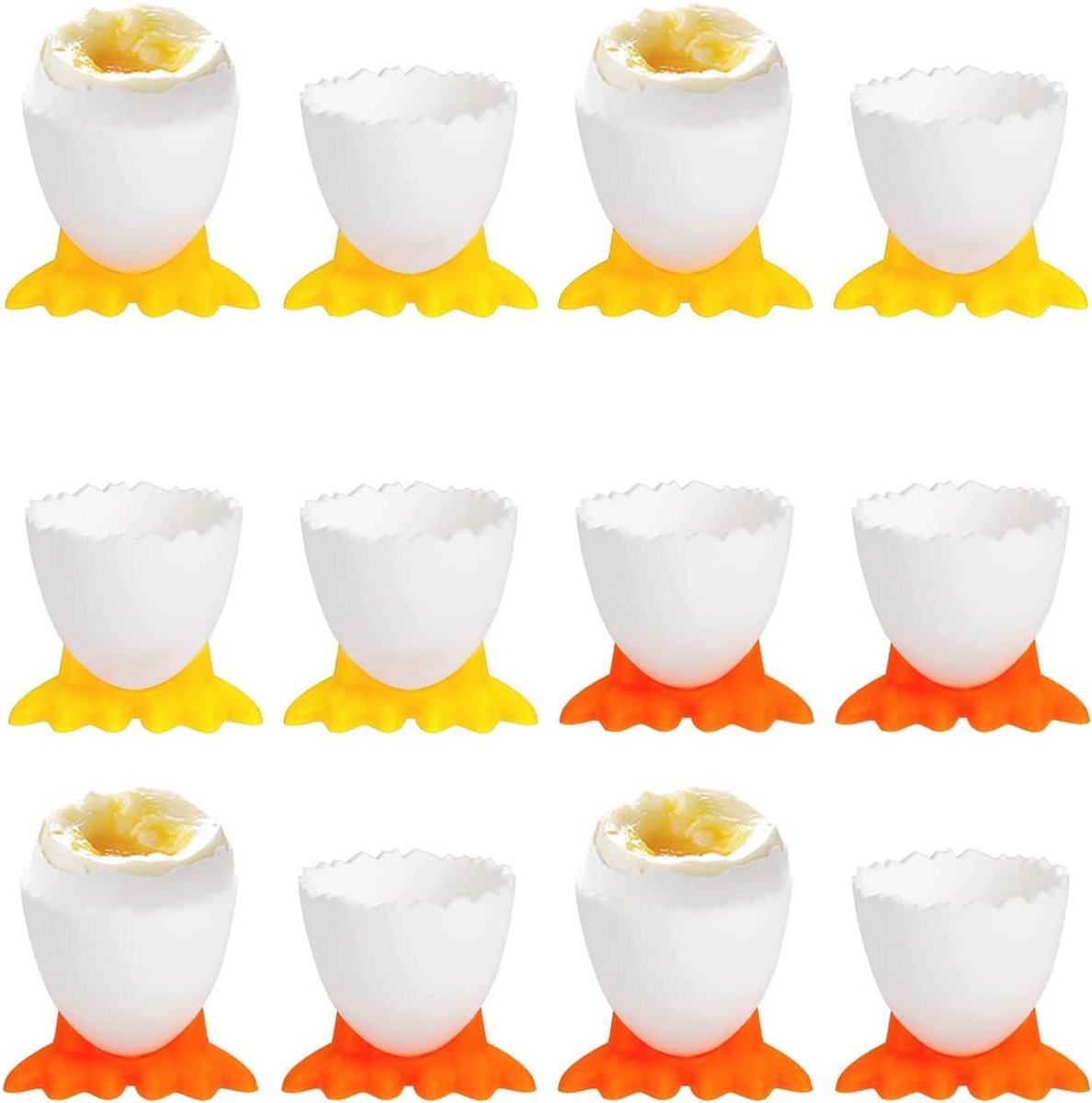 12 Stuks Siliconen Eierdopjes Set voor Gekookte Eieren - Creatief en Handig Keukenaccessoire