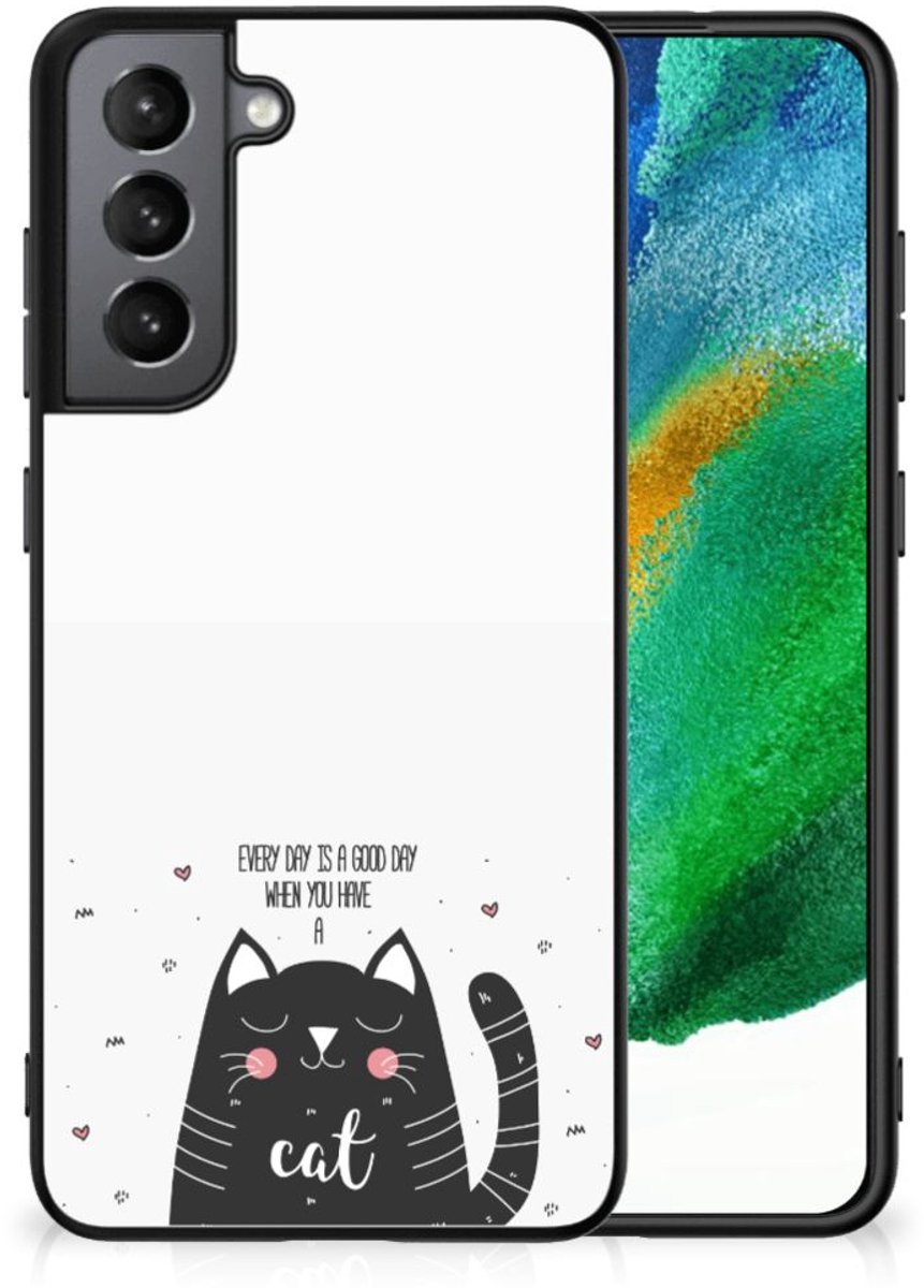 Back Cover voor Samsung Galaxy S21FE Hoesje Cat Good Day