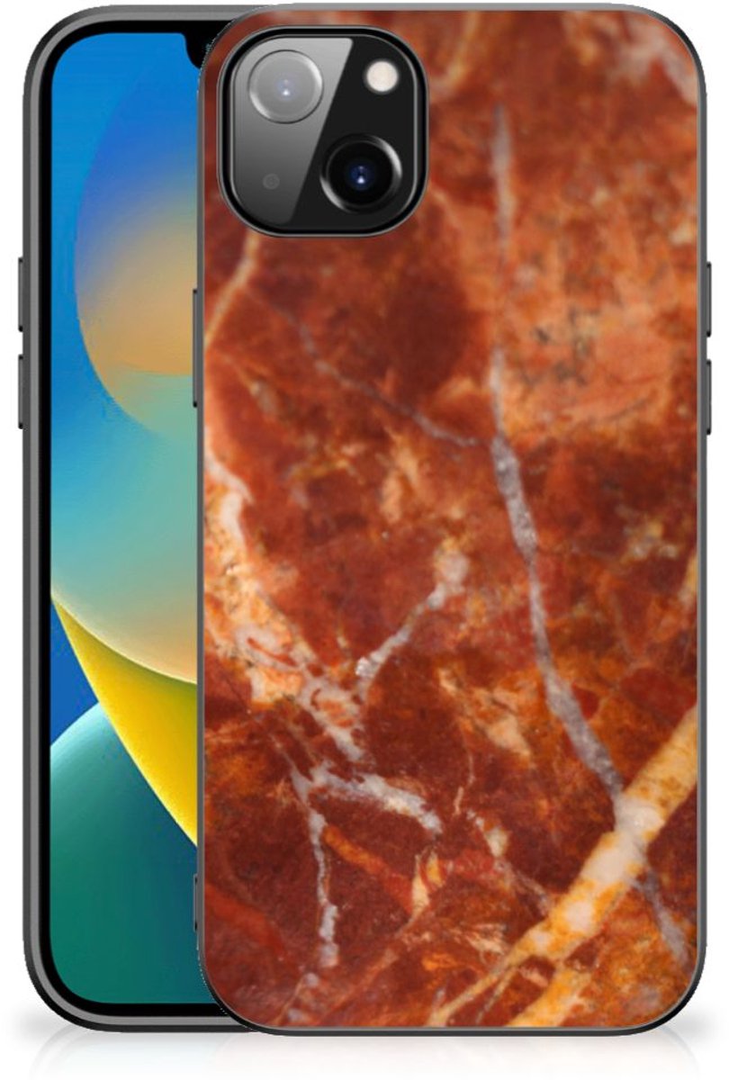 iPhone 14 Plus Marmeren Print Telefoonhoesje Marmer Bruin
