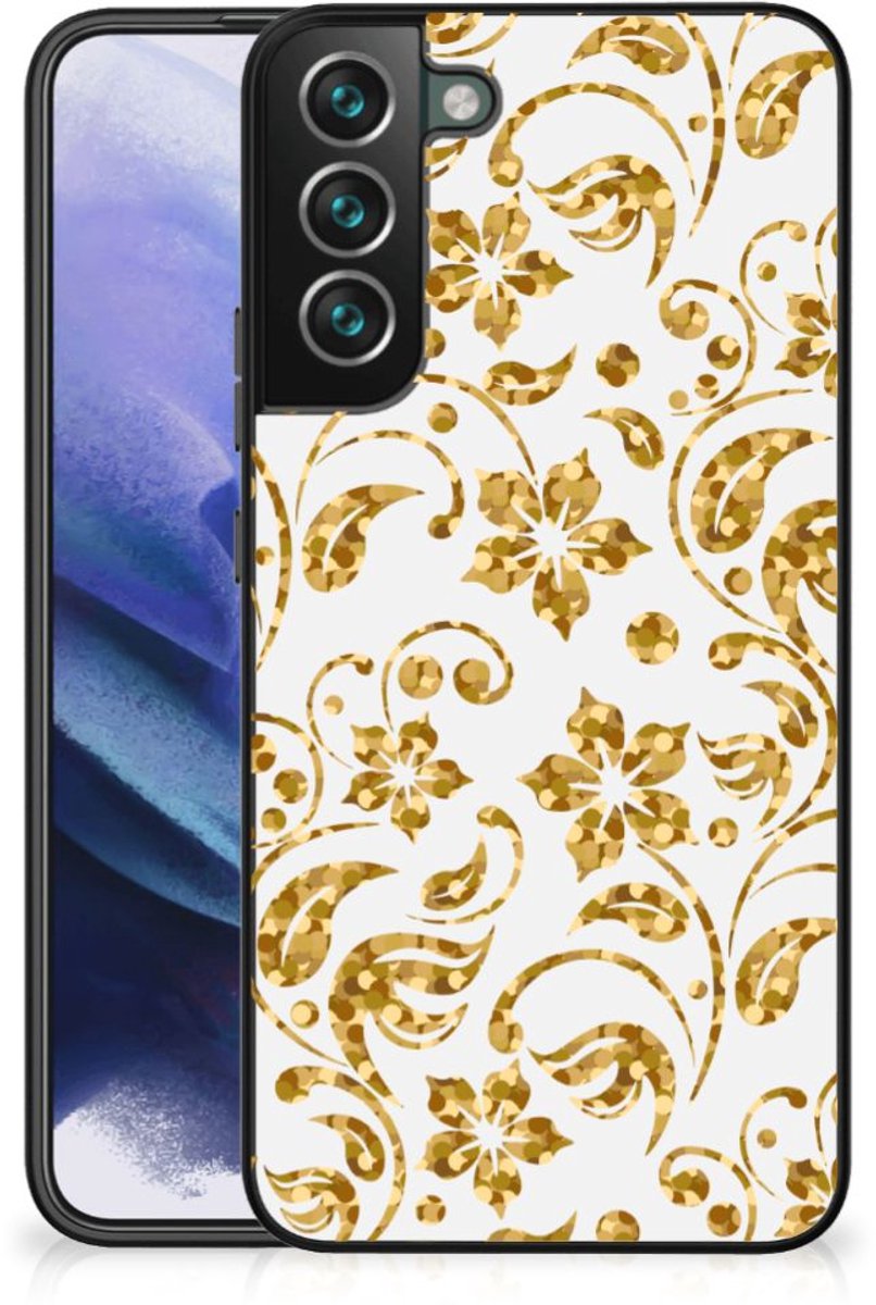 Samsung Galaxy S22 Plus Bloemen Hoesje Gouden Bloemen