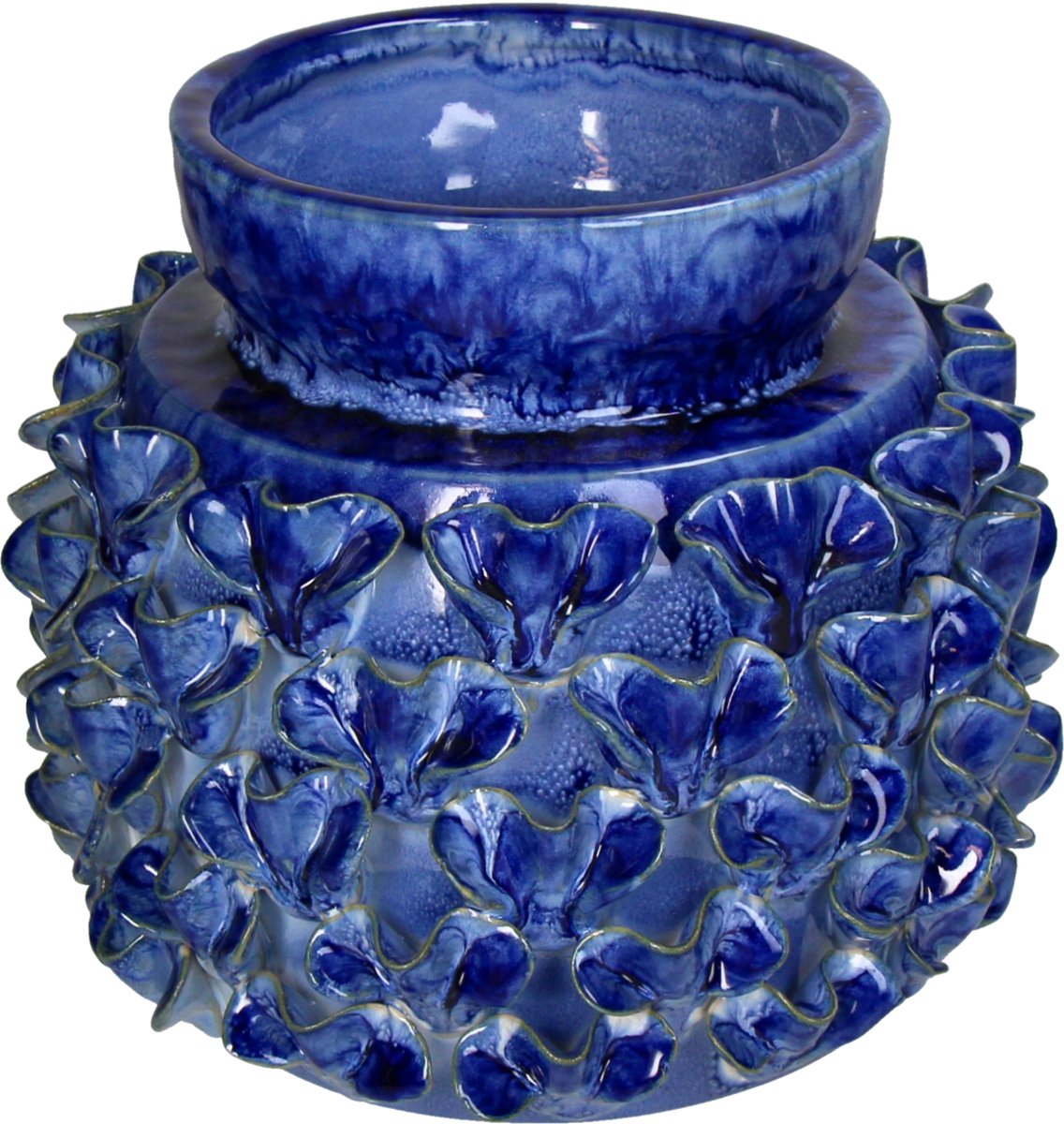 HD Collection Vaas Aardewerk Blauw 22x22x20.5cm Blue
