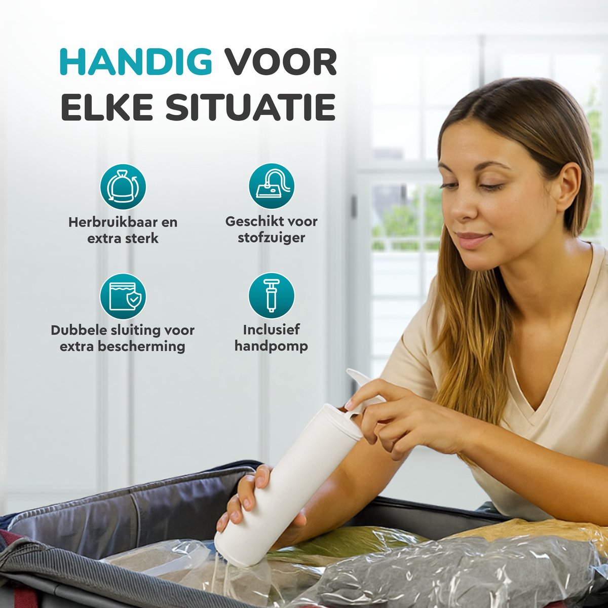 Ibenzoa® 6 Stuks Grote Vacuümzakken voor Kleding met Handpomp