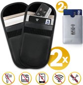 Boîte Anti-RFID Clé Voiture Avec Étui - Protection Signal Faraday, Anti-Vol Hacking, Cuir Noir