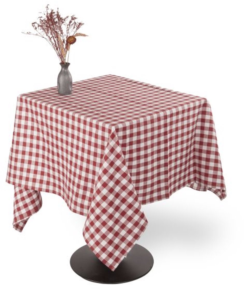 Tiseco - Tafelkleed GINGHAM - Katoen - Geblokt - 150x150 cm, rood