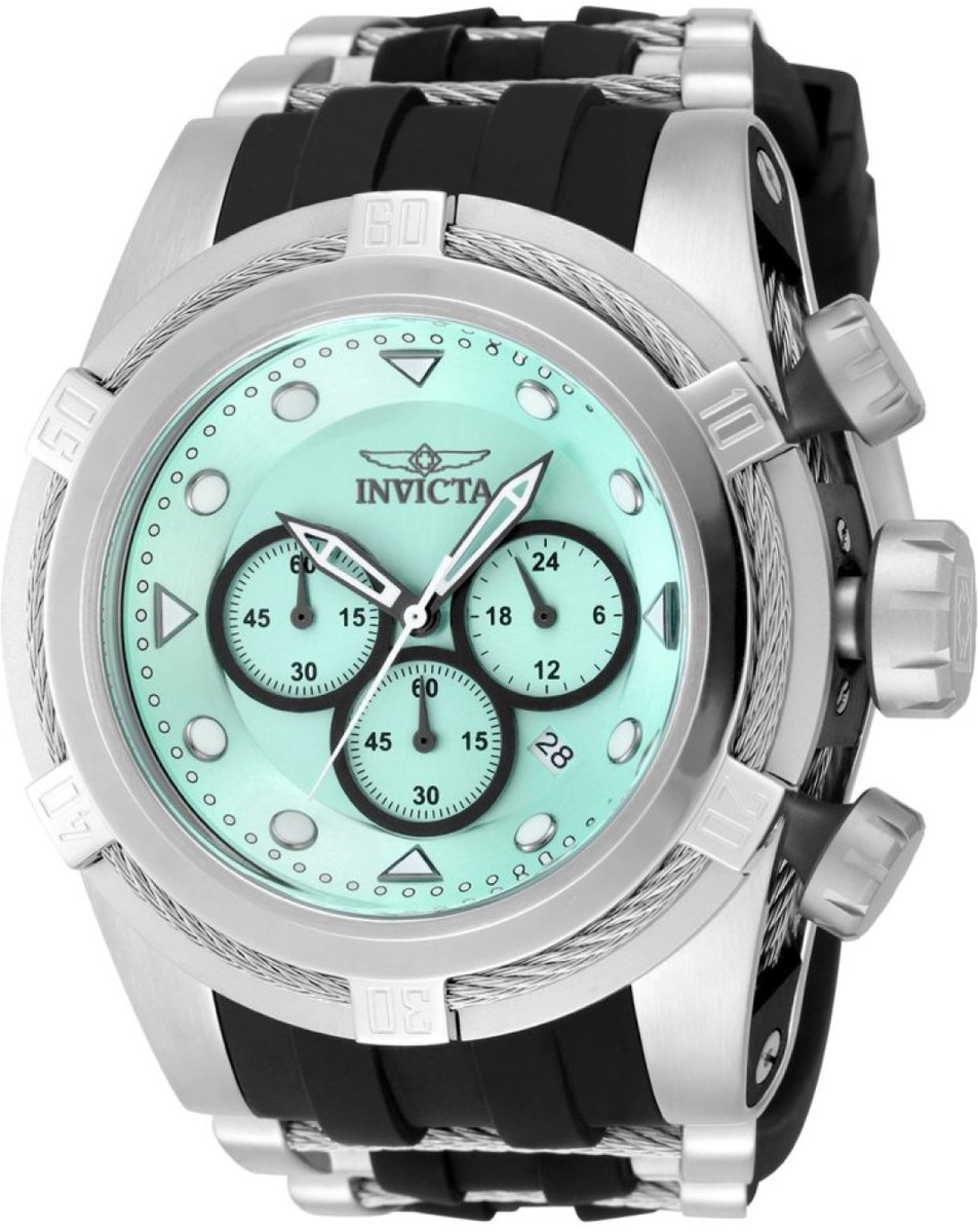 Invicta Bolt - Zeus 48407 Heren Horloge - Waterdicht - Analoog - Quartz Uurwerk - Roestvrij Staal met blauwe Wijzerplaat - 53mm