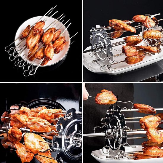 Roterende Kebab Spiesen Roestvrij Staal Met 10 Stokjes Voor De Meeste Airfryer Oven Kebab Maker Grill 25 Cm