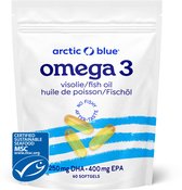 Arctic Blue - Omega 3 Visolie Capsules - 250 mg DHA + 400 mg EPA - 60 Doseringen - MSC Keurmerk