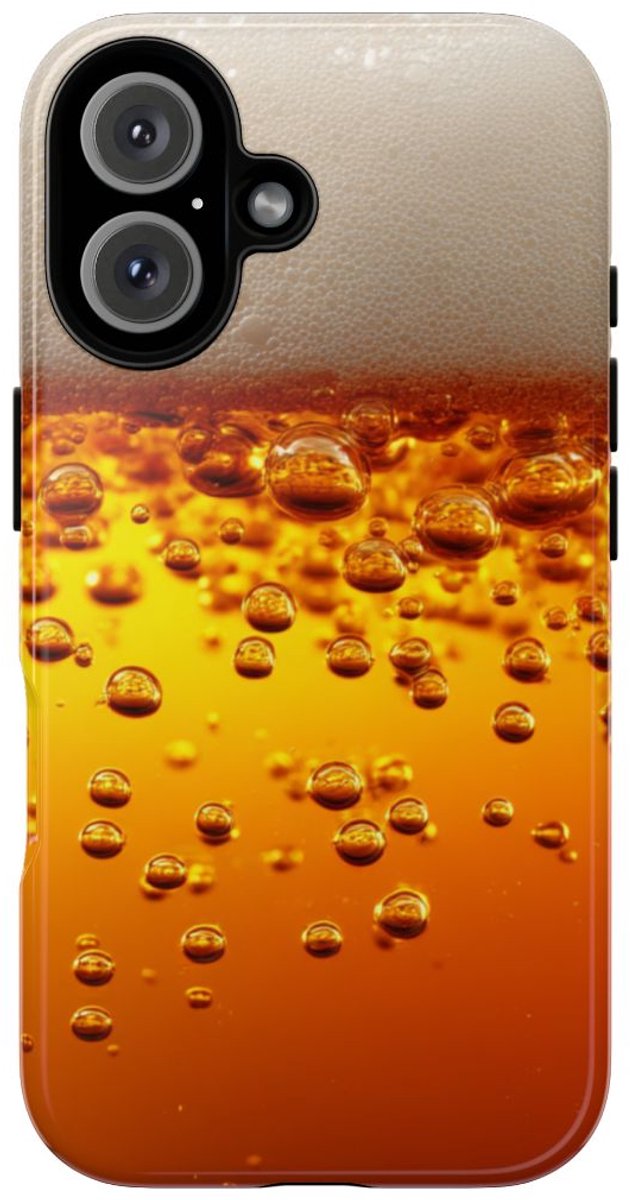 Amberkleurige Bierbellen van Dichtbij – Telefoonhoesje Geschikt voor iPhone 16