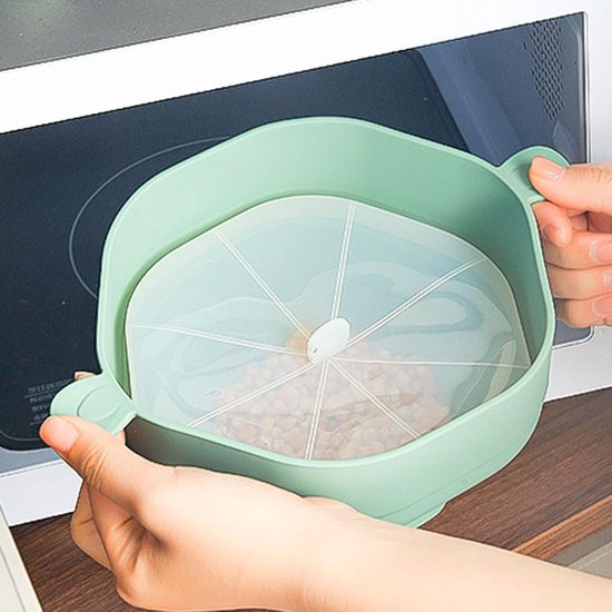 Foldable Popcorn Bowl with Handle, Heat Resistant, Portable Silicone Microwave Popcorn Maker (Cyan) van Amaroo — afbeelding 3