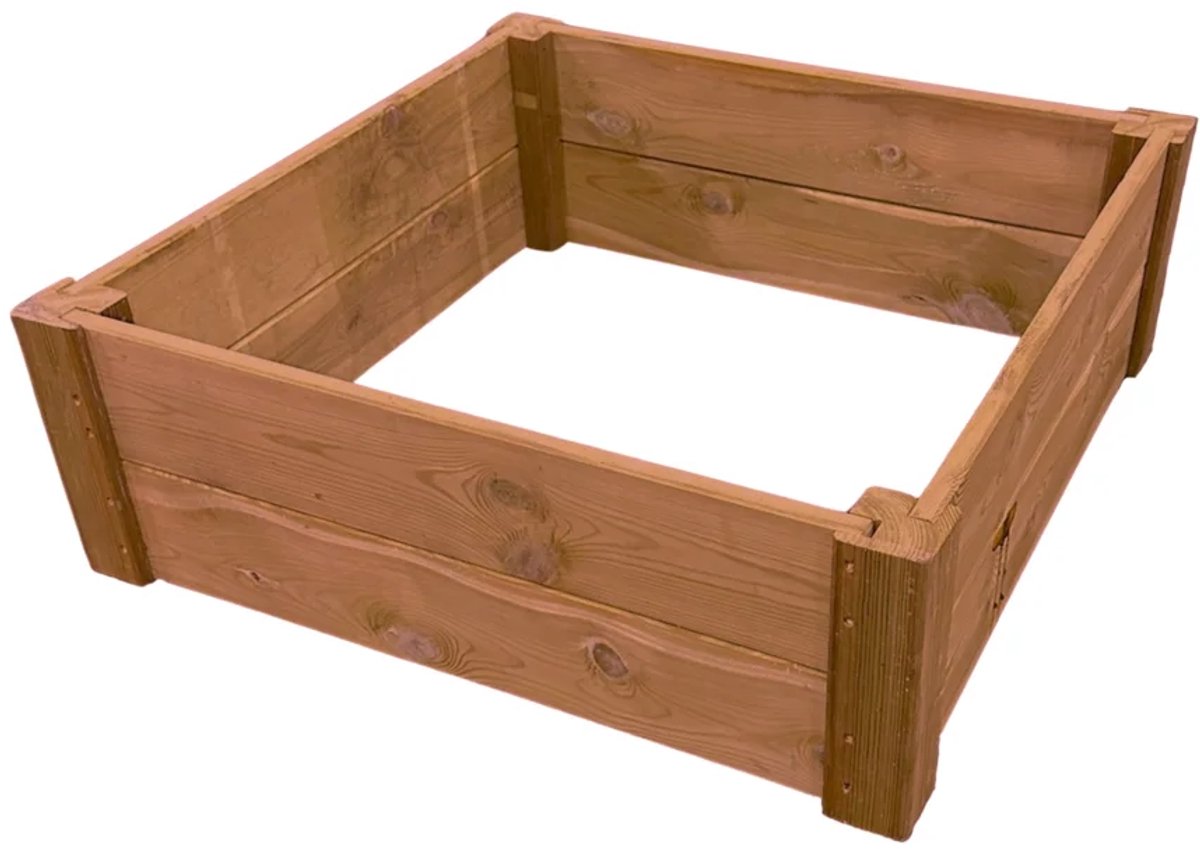 Moestuinbak Bruin met Hoekpalen en Worteldoek Geïmpregneerd 80 x 80 x 27 cm