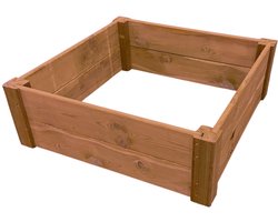 Moestuinbak Bruin met Hoekpalen en Worteldoek Geïmpregneerd 80 x 80 x 27 cm