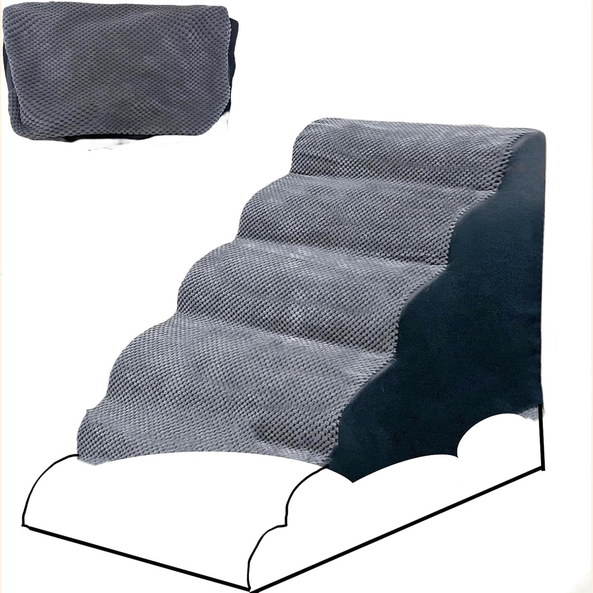 Vervangende Hoes Hondentrap - Voor Brede Hondentrap 5 Treden 62 cm Hoog - Kleine Honden
