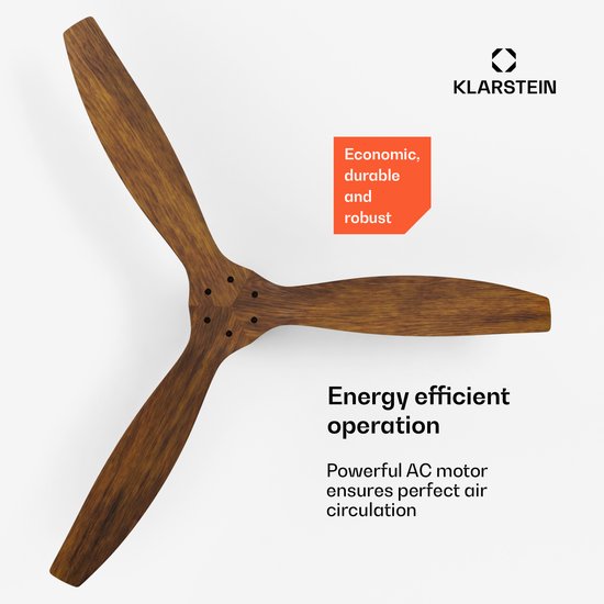 Klarstein Santa Elena Smart plafondventilator 52 9.060m³/h 3 echt hout