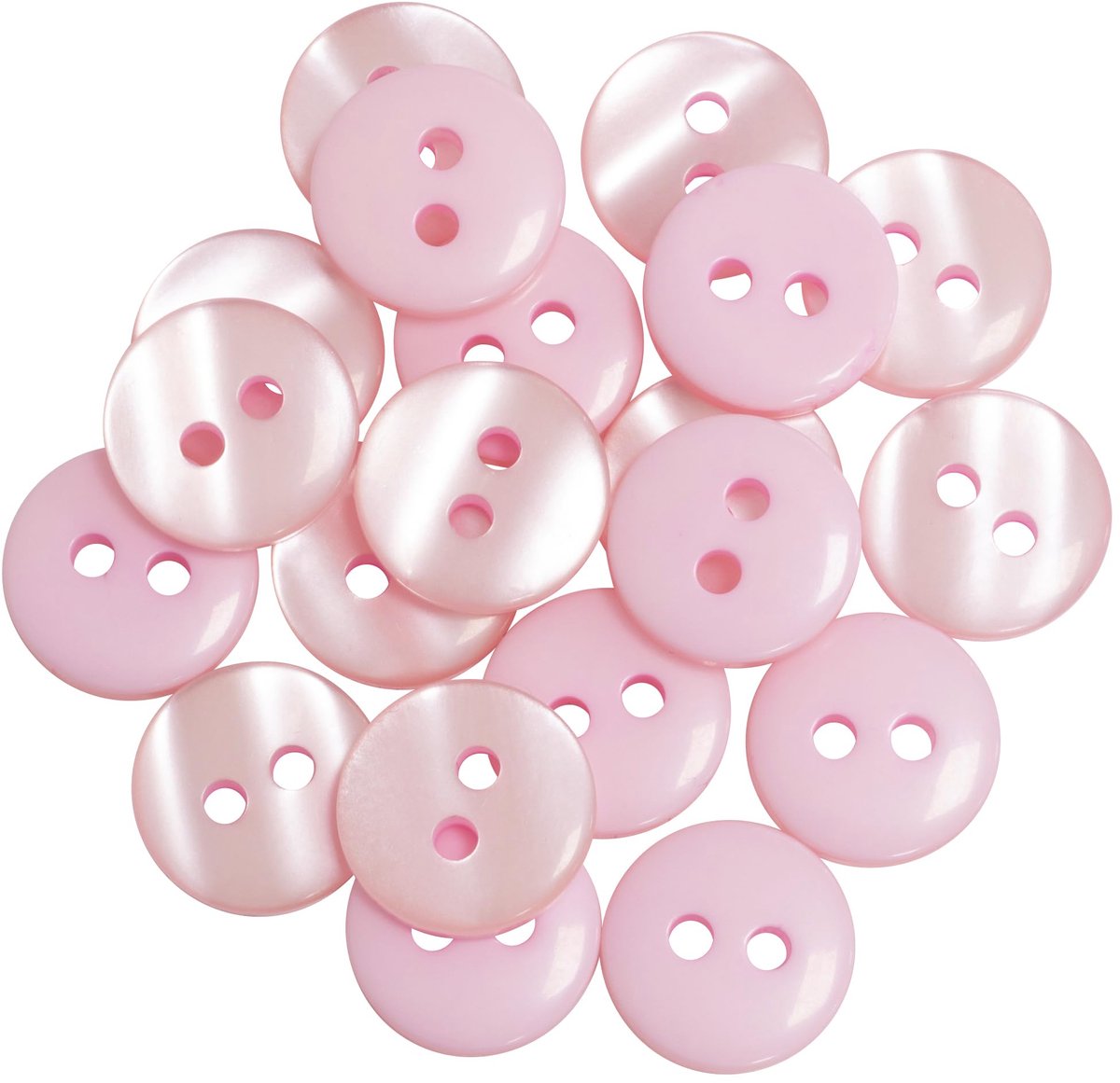 AERZETIX - C67884 - Set van 20 ronde naaiknopen Ø12,5 mm met 2 gaten L20 20L - kleur lichtroze - van kunststof - confectie fournituren naaien kleding mode decoratie
