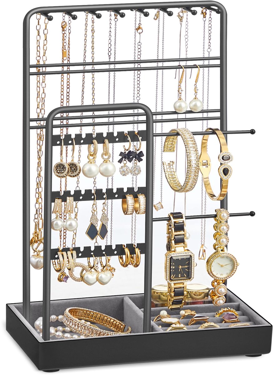 Sieradenstandaard – Metalen frame – Cadeau-idee – Zwart