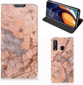 Standcase Geschikt voor Samsung Galaxy A60 Marmer Oranje