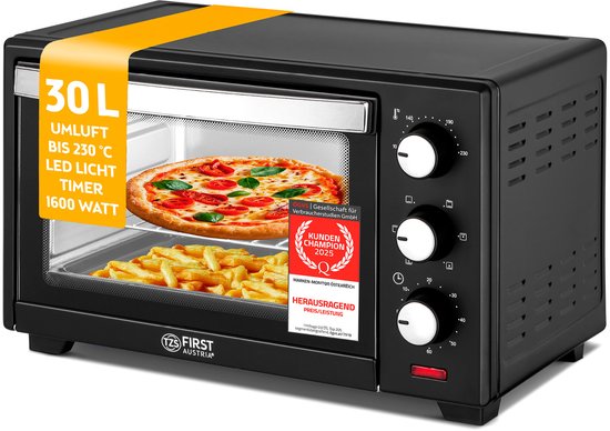 TZS First Austria - Minibakoven digitaal 30L 1600W - Mini Oven traploze temperatuurregeling tot 230°C - Minioven 60 m timer, 3 inschuifhoogtes, bakplaat & grillrooster - Voor kleine keukens & kamperen TZS First Austria - Minibakoven digitaal 30L 1600W - Mini Oven traploze temperatuurregeling tot 230°C - Minioven 60 m timer, 3 inschuifhoogtes, bakplaat & grillrooster - Voor kleine keukens & kamperen