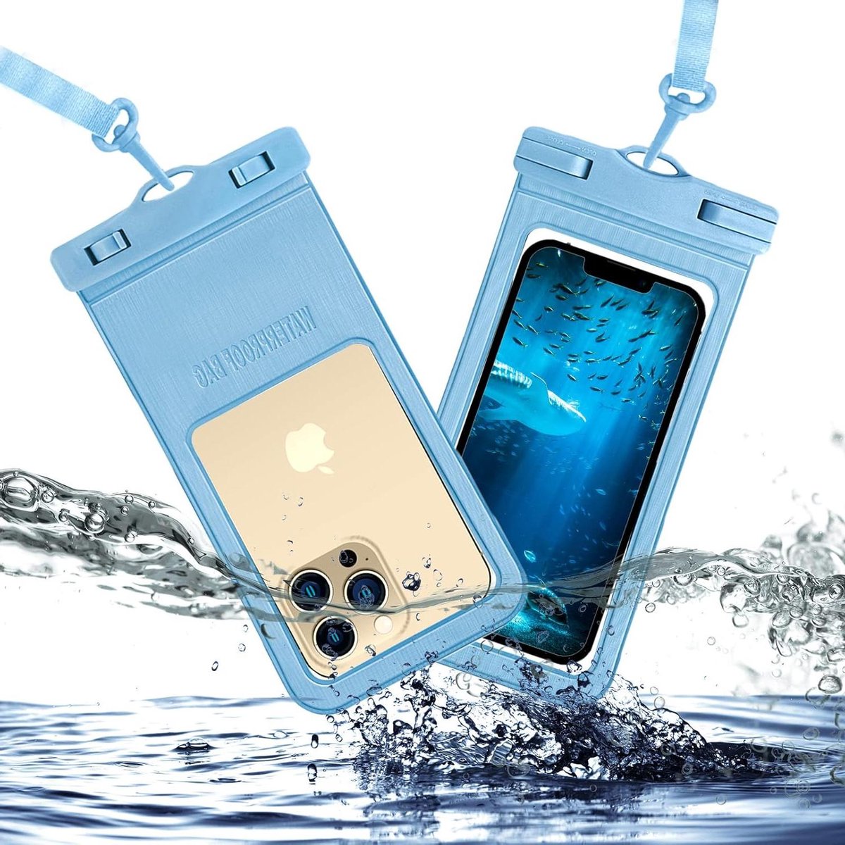 Allecto Plus - Waterdichte smartphonetas 2 stuks IPX8 - 72 inch - voor iPhone en Samsung - Zwart