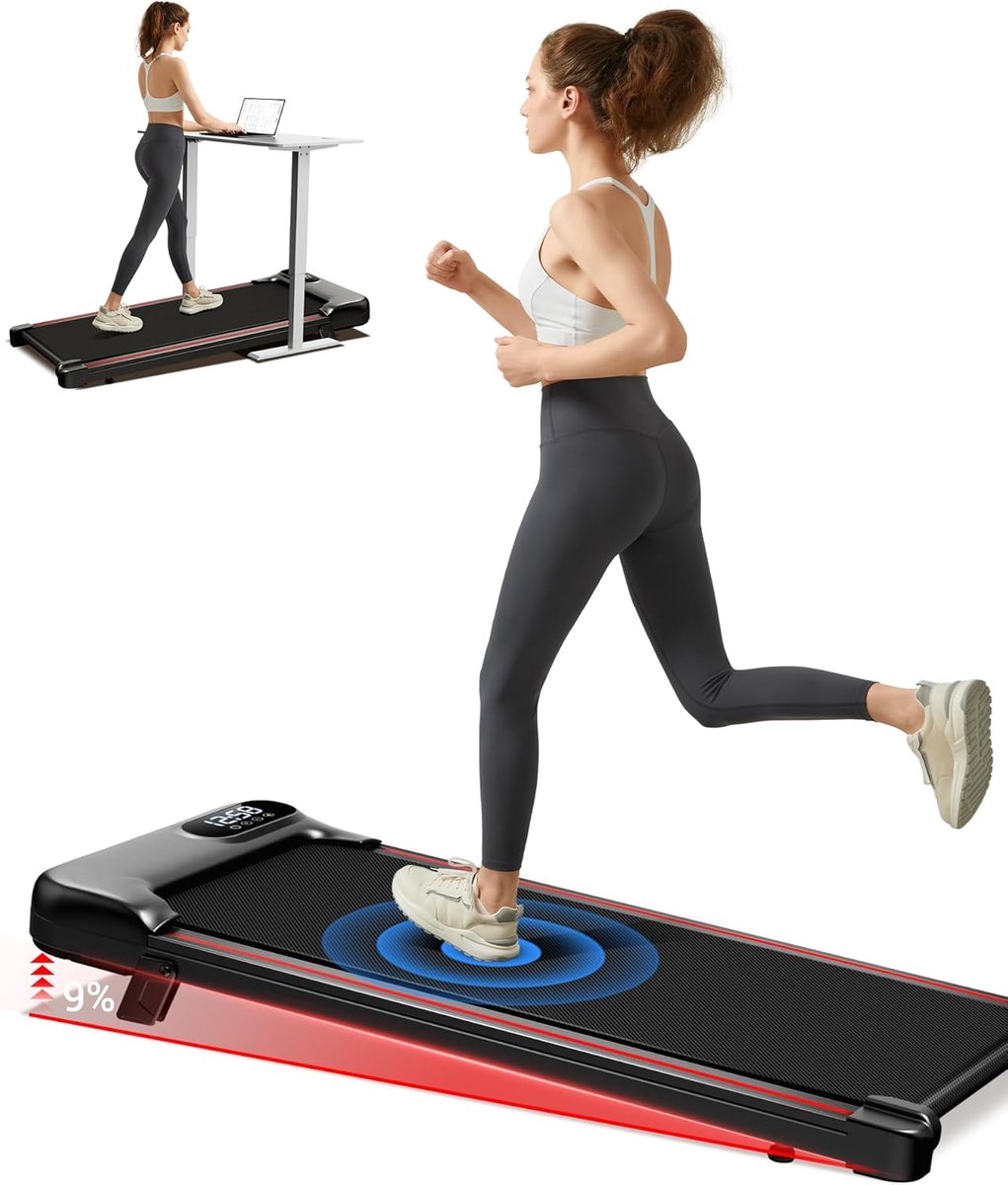 Loopmat met helling 1-8KM/H, loopband met helling voor thuis en drievoudige demping en stille 2,5pk motor, loopbandbureau Max. Max. belasting 136KG