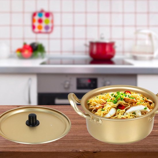 Allecto Plus - Koreaanse Ramen Noedelpan met stokjes en lepel - Traditioneel aluminium instant hot pot voor keuken kookgerei - Multifunctionele Ramyun Fornuis — afbeelding 4