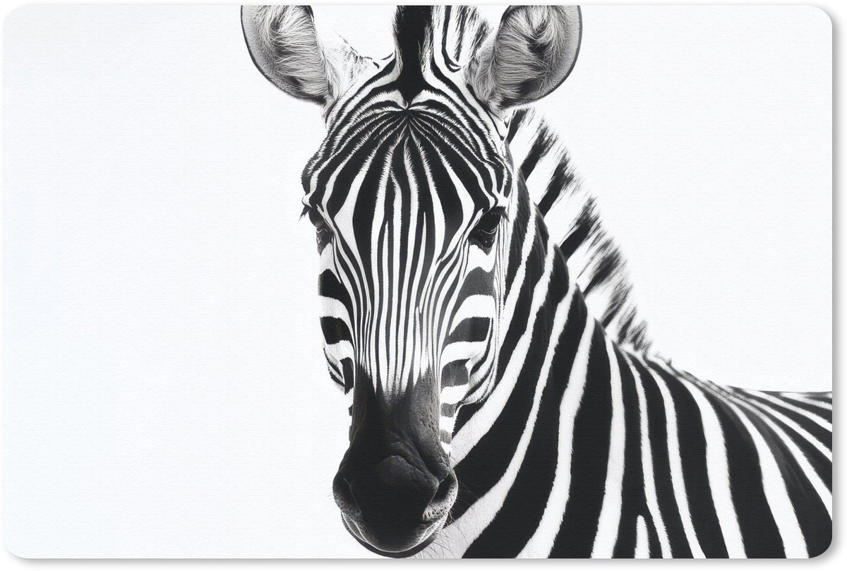 Muismat 27x18 cm - Mousepad Zebra - Close-up - Zwart - Strepen - Muismatten