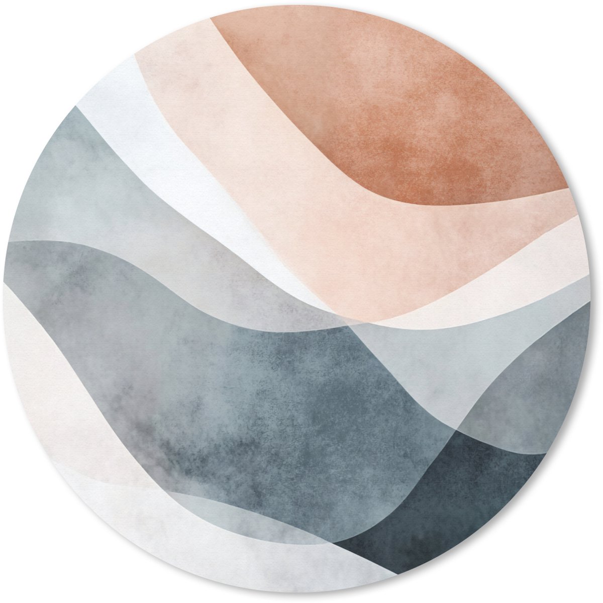 Muismat rond 40x40 cm - Mousepad Abstract - Golven - Blauw - Ronde muismatten