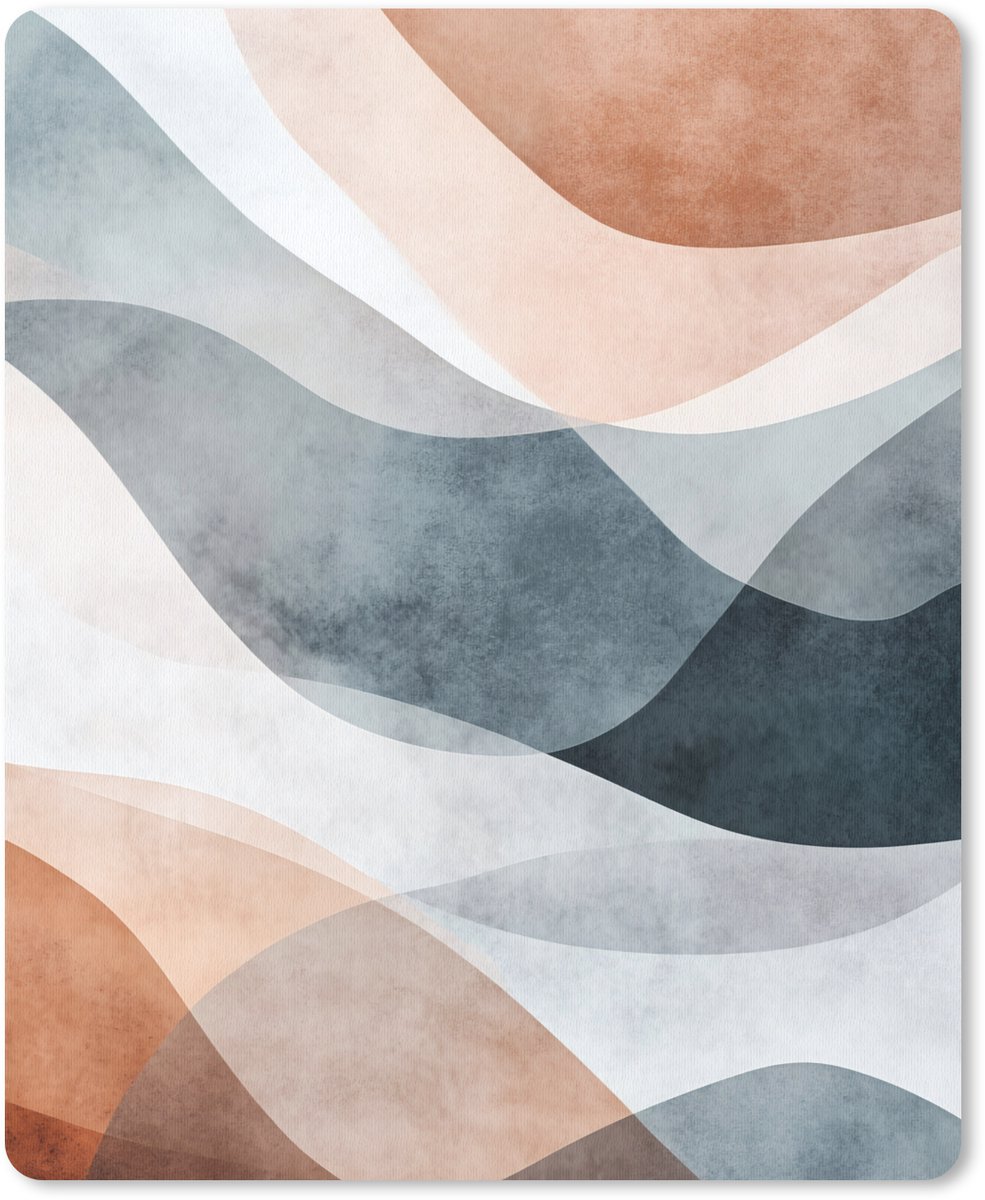 Muismat 19x23 cm - Mousepad Abstract - Golven - Blauw - Muismatten