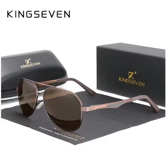 KINGSEVEN Zonnebril 7759 - Bruin – Heren - Vrouwen - Gepolariseerd - UV400 - Piloot