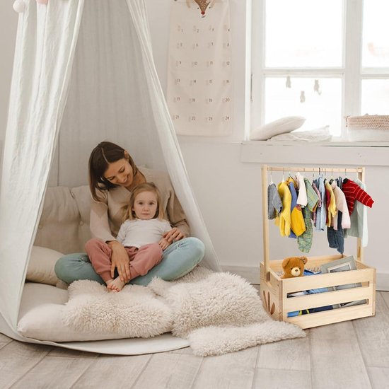 Houten Babyshowermand, Houten Babyopbergkrat Mand met Handvat Aantrekkelijke Babyshowercadeaukast Babykledingrek voor Pasgeboren Babyshower Zwangerschapscadeaus voor Nieuwe Ouders