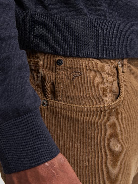 Petrol Industries - Jeans en velours côtelé pour homme - Coupe fuselée classique - 100 % coton - 5 poches - Délavage subtil - Marron - Taille W28L34