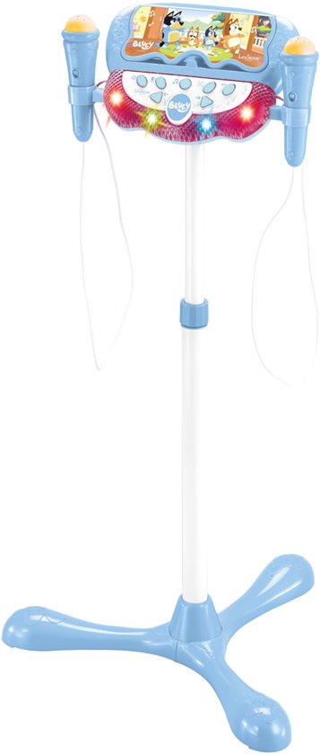 Microphone Bluey sur pied ajustable lumineux avec enceinte, 2 Micros et Effets vocaux, Enceinte Bluetooth