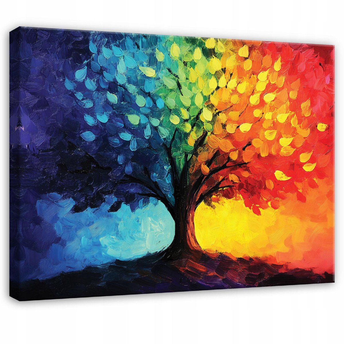 WALLARENA Canvas schilderij - 100x70 cm - kleurrijke abstracte boom voor slaapkamer en woonkamer multikleurig