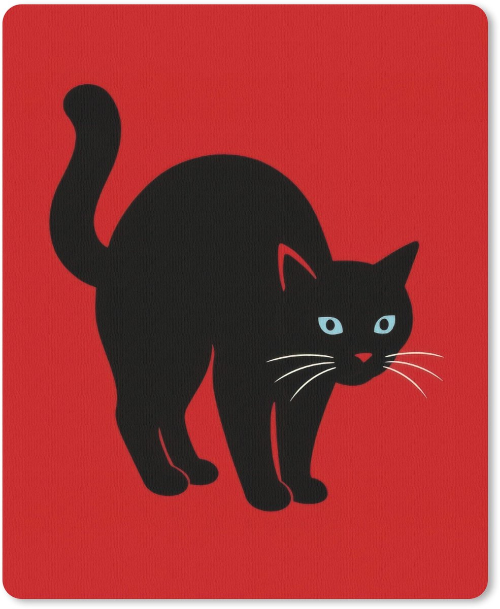 Muismat 19x23 cm - Mousepad Kat - Zwart - Staart - Muismatten