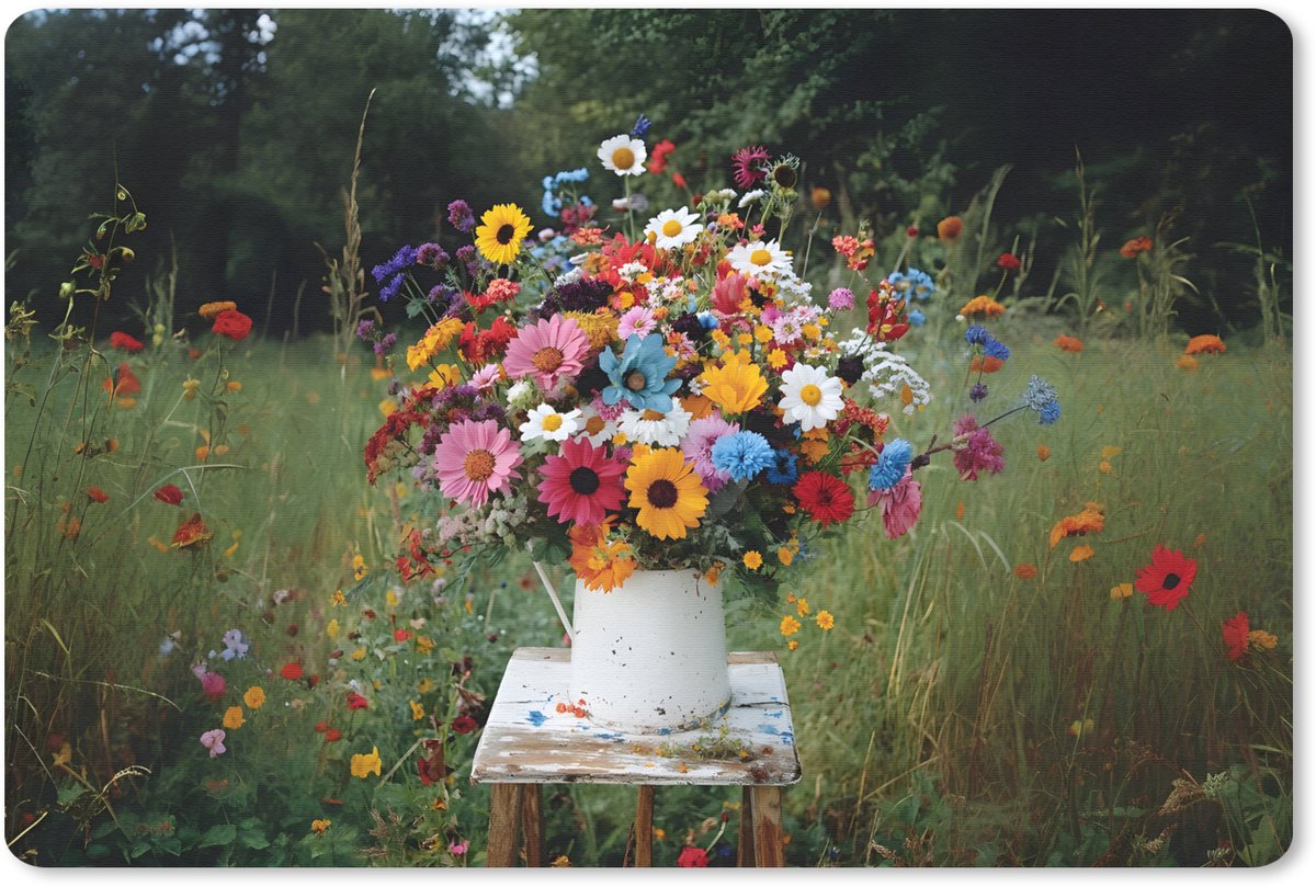 Muismat 27x18 cm - Mousepad Bloemen - Krukje - Gieter - Veld - Muismatten