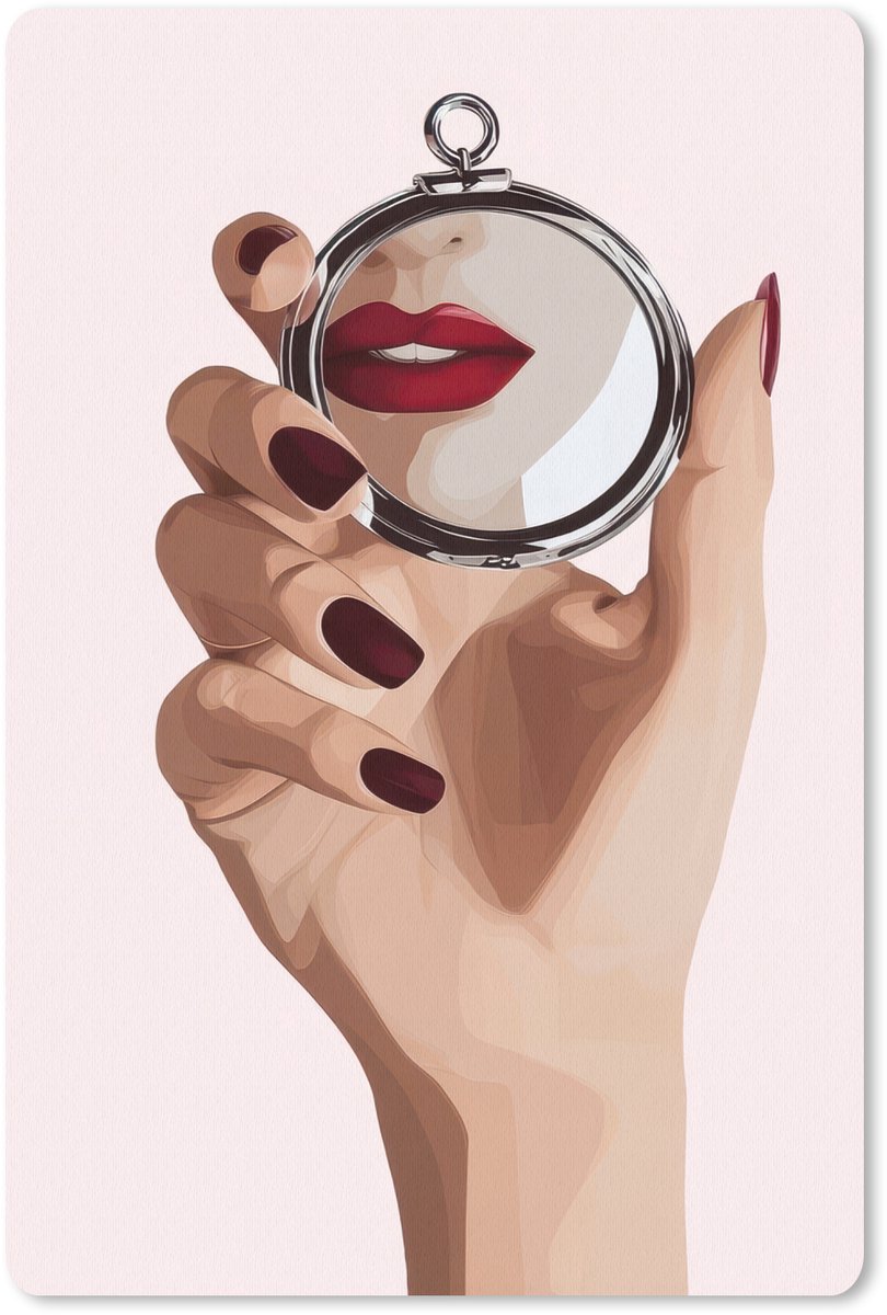 Muismat 18x27 cm - Mousepad Spiegel - Rode lippen - Muismatten