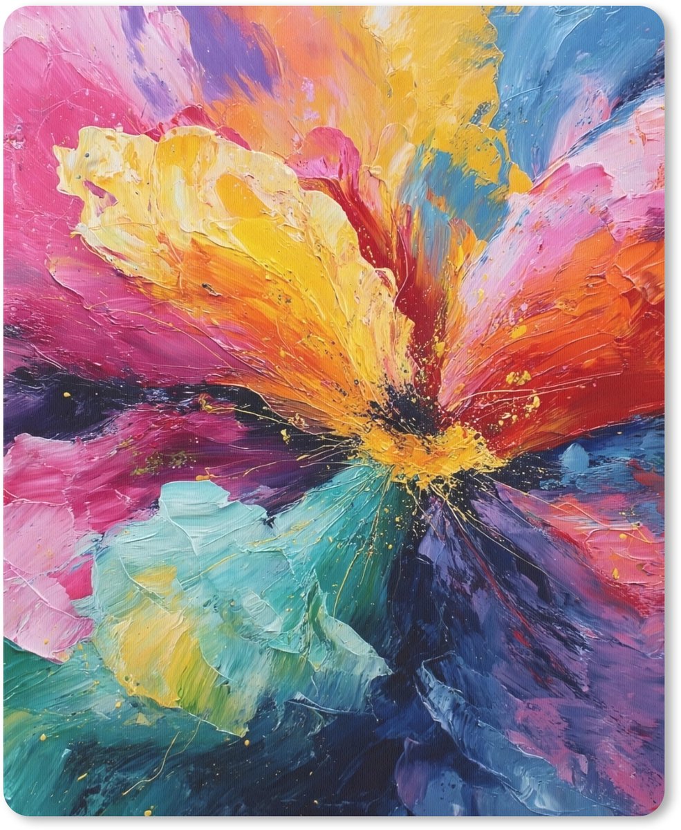 Muismat 19x23 cm - Mousepad Bloemexplosie - Veelkleurig - Bewegend - Muismatten