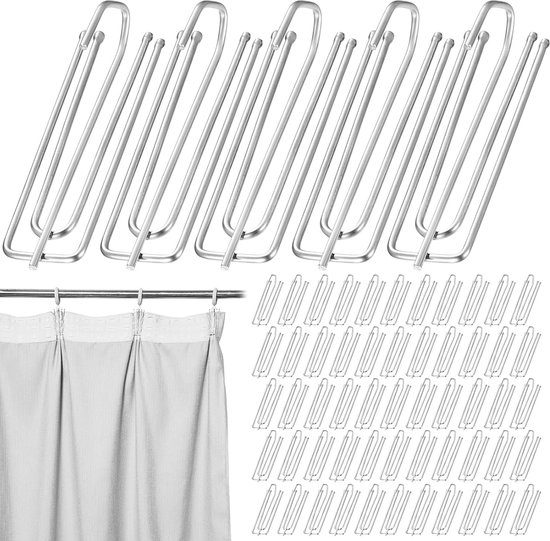 80 Stuks Plastic Gordijnhaken, 7x2,54 cm Verstelbaar Gordijnhaken voor Gordijnen Knijpplooihaken Gordijnhaakratel voor Douchegordijn Thuis Hotel Woonkamer (Wit