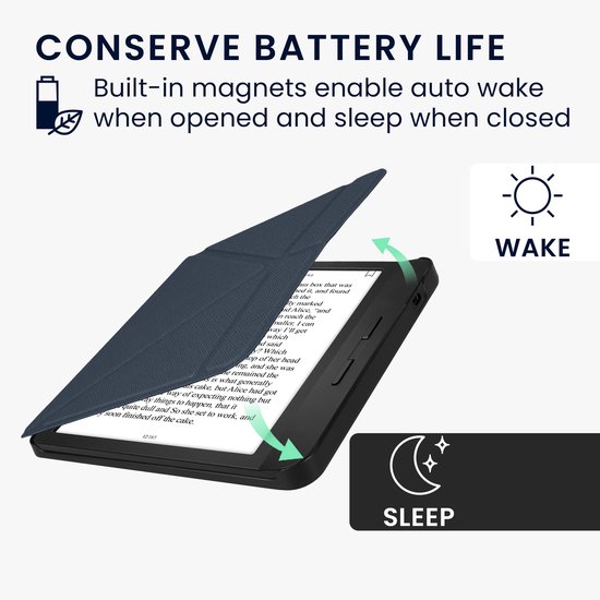 kwmobile e-reader hoesje geschikt voor Kobo Libra H2O hoes - Ereader flip case met standaard - E reader cover van kunstleer - In donkerblauw van Merkloos — afbeelding 5
