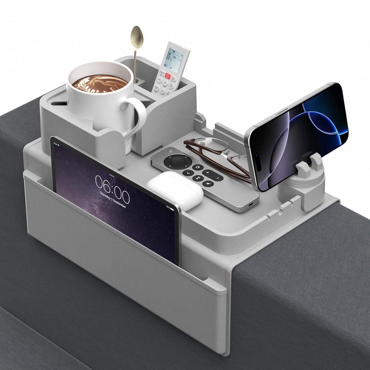 Arm Bekerhouder met Anti-Slip Tray - Ideaal voor Sofa of Bank - 1 stuk - Zwart - Siliconen