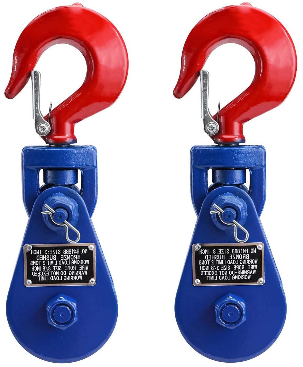 Allecto Plus - 2 stuks Zware Belasting Katrollen met Draaibare Haak - Voor Staalkabel Lier - 9 mm Touw Staal