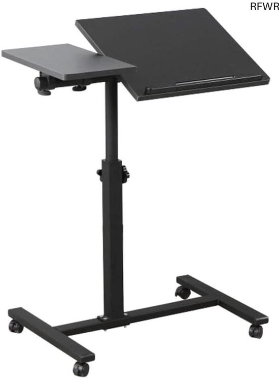 SAIJI Laptoptafel, bedtafel met ledlamp, in hoogte verstelbaar, met boekenstandaard, lade, lapstopper, tabletsleuf, slee poten SAIJI Laptoptafel, bedtafel met ledlamp, in hoogte verstelbaar, met boekenstandaard, lade, lapstopper, tabletsleuf, slee poten