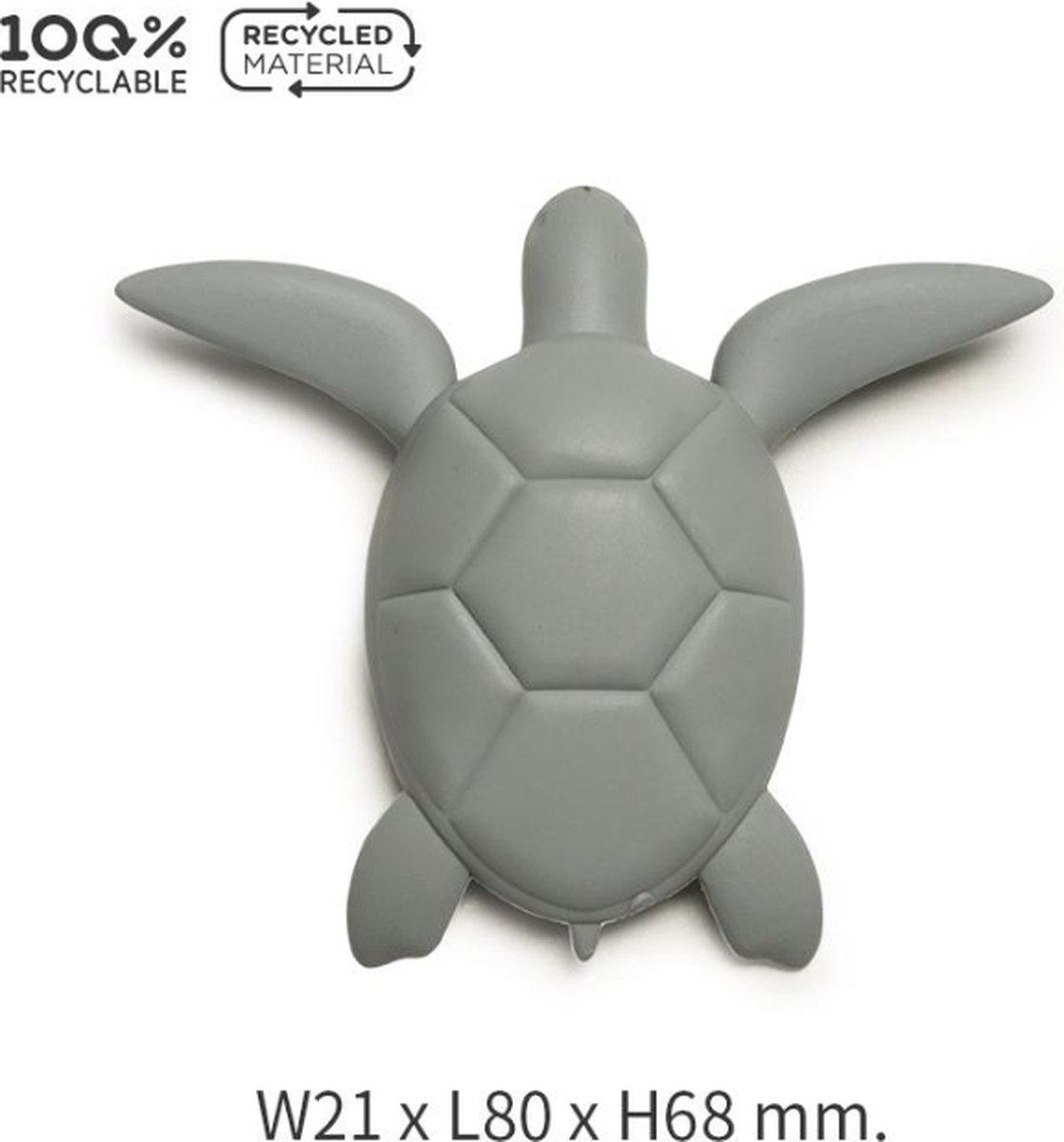 Qualy - Licht Grijs "Sea Turtle Magnet” W21 x L80 x H68 mm 36 gr Koelkastmagneet | Whiteboard Magneet | Magnet - Magneten