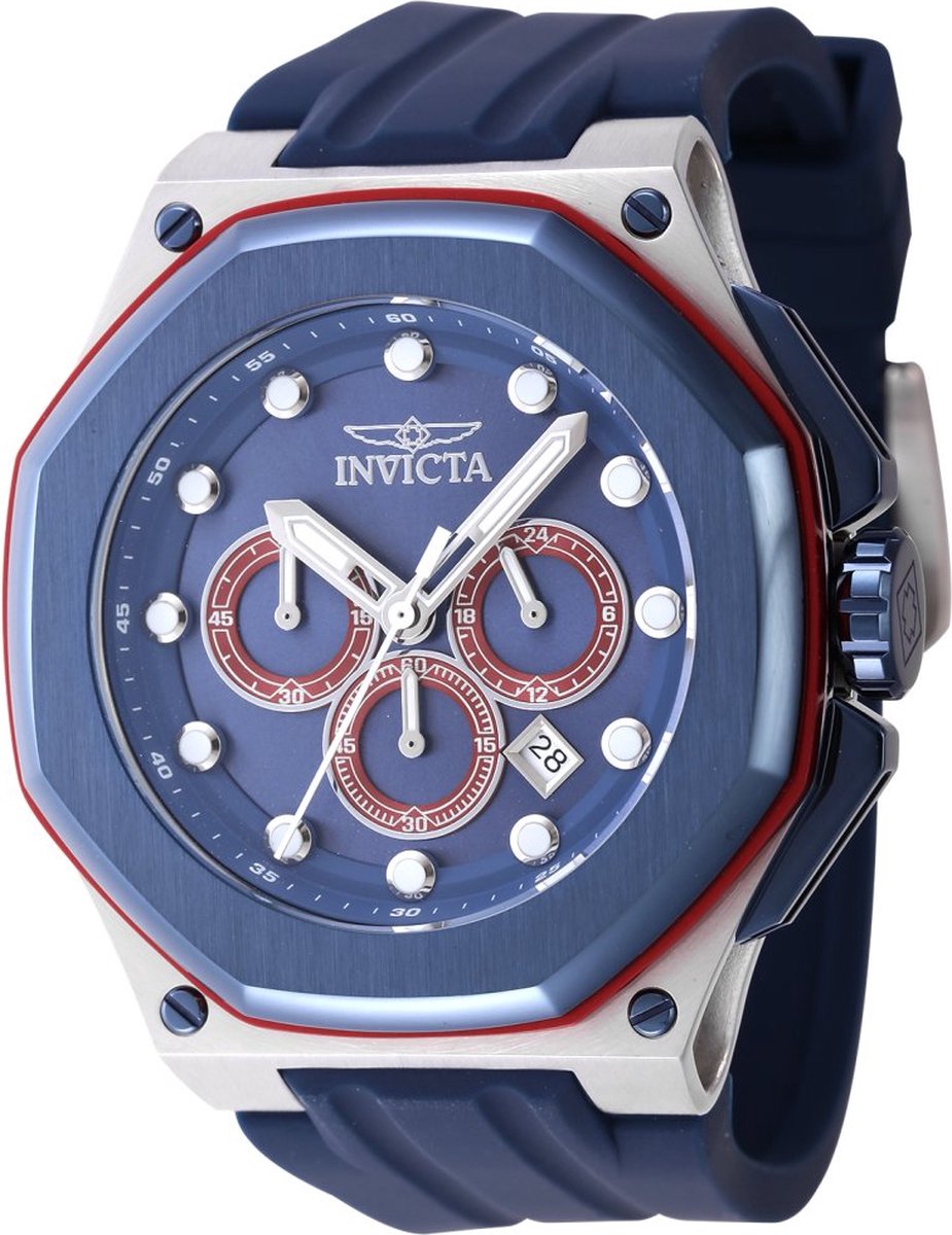 Invicta Akula 46148 Heren Horloge - Waterdicht - Analoog - Quartz Uurwerk - Roestvrij Staal met blauwe Wijzerplaat - 50mm