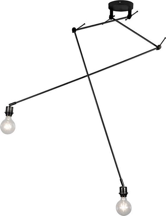 QAZQA blitz - Lampe à suspension QAZQA - 2 lumières - L 600 mm - Zwart