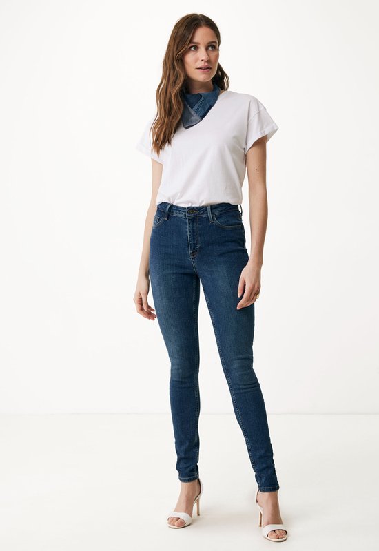 ANDREA High Waist/ Skinny Leg Jeans Dames - Donker Blauw - Maat 26