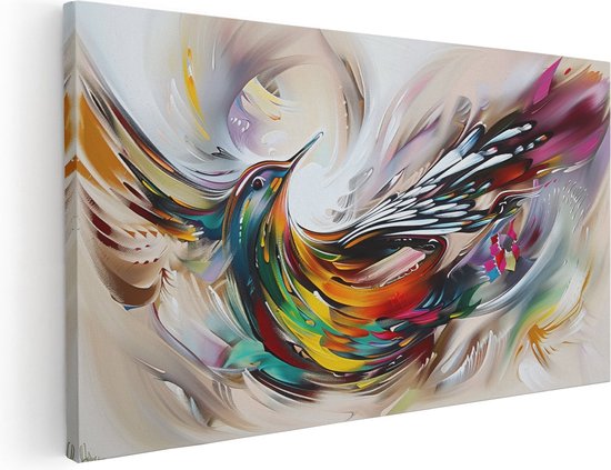 Artaza Canvas Schilderij Kleurrijk Kunstwerk van een Vogel - 100x50 - Muurdecoratie - Foto Op Canvas - Canvas Print