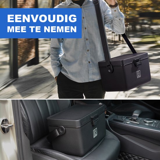 Brisby Glacière - Frigo box - Glacière - Voiture - Légère - Boîte à pain - 12L - 2 éléments de refroidissement gratuits de 450 ml chacun - Incl. Séparateurs Planches à découper - Ouvre-bière - Ouvre-bouteille - Max. Isolation 40 heures - Zwart